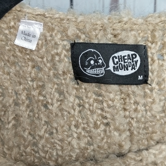 Cheap Monday Zyracuse Wool Mohair Sweater Swedish Oversize Tan Boucle Teddy Bear - Picture 11 of 16